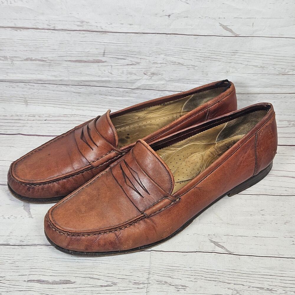 Santoni Penny Loafer Dress Shoes Men’s Brown US 12 D Leather Slip-On *Has wear
